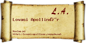 Lovasi Apollinár névjegykártya